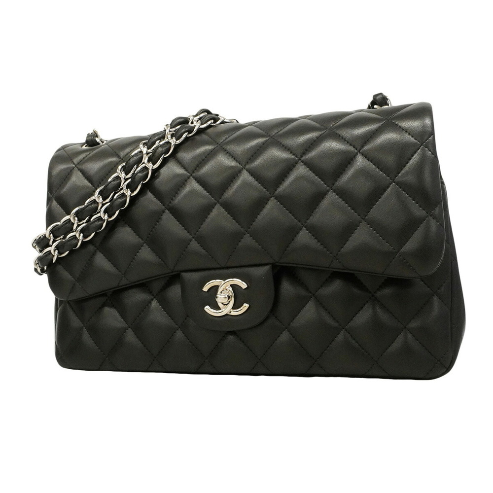 Chanel Shoulder Bag, Large Matelassé, Double Flap, Chain, Lambskin, Black, Wo...